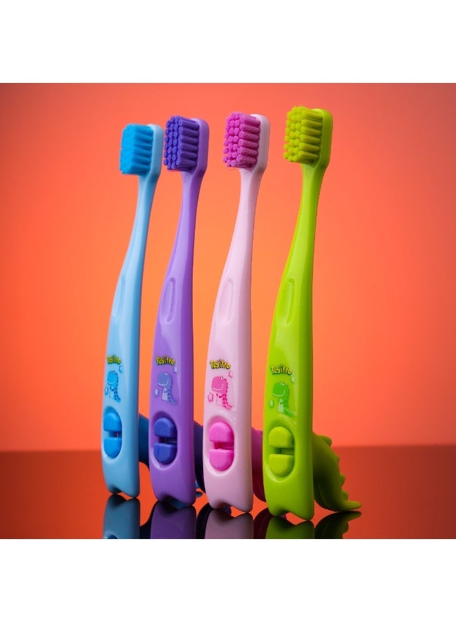 PESITRO UltraClean Clever UltraSoft Kids Toothbrush – 7,680 Ultra-Soft Bristles with Integrated Stand, Dinosaur Design for Ages 3–5 - Image 5